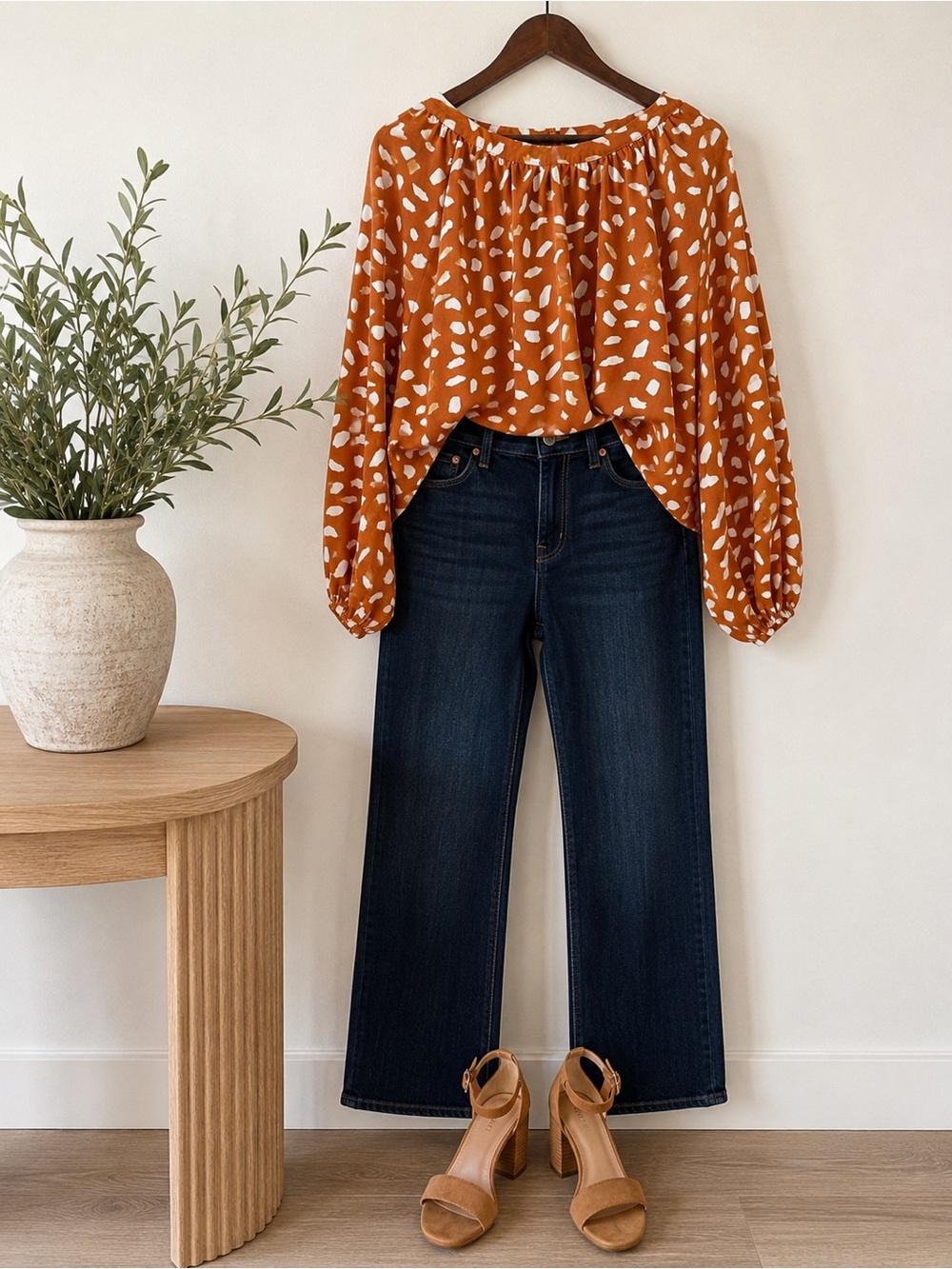 Umgee | Boutique Abstract Print Peasant Blouse | Medium